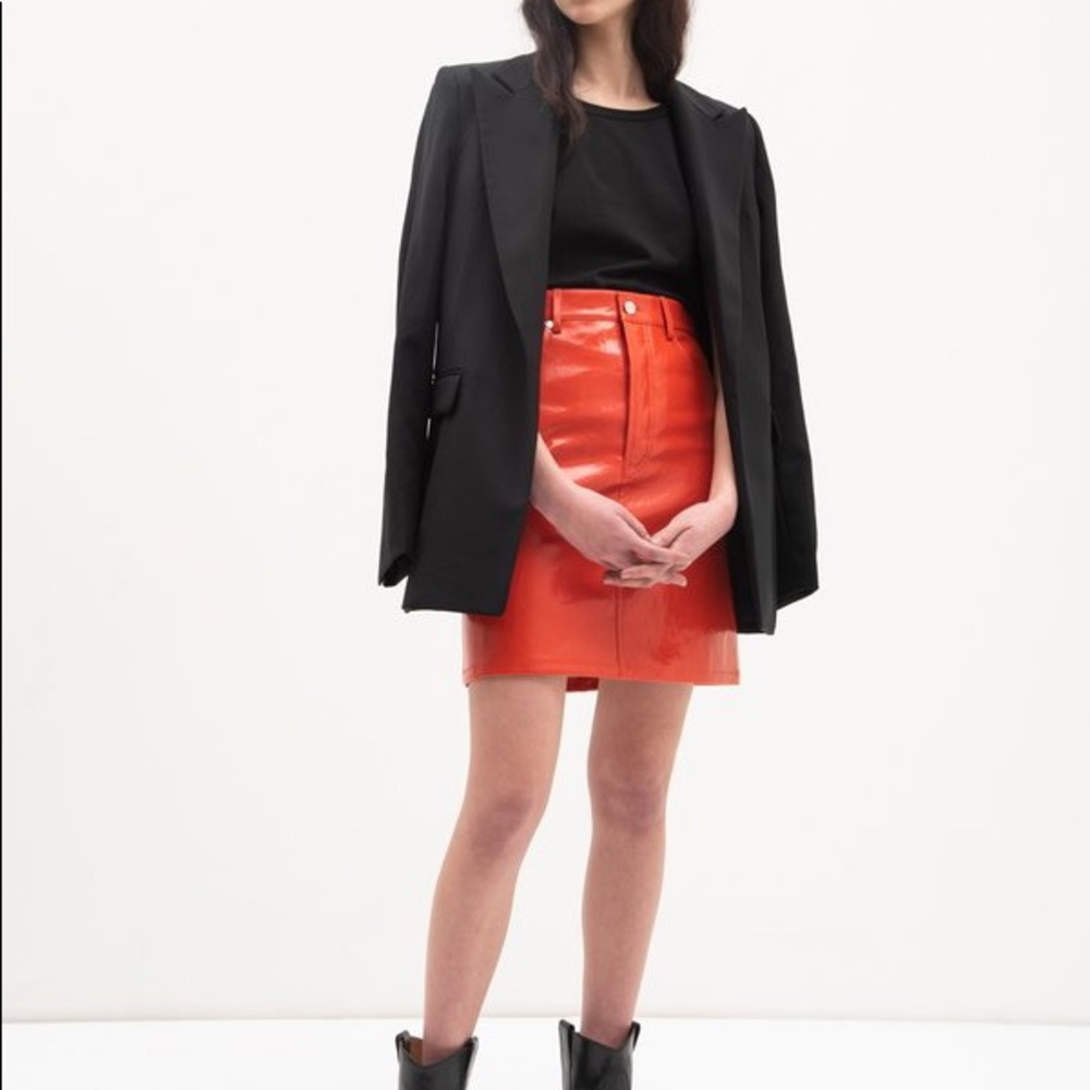 Helmut Lang Patent Leather Skirt - “Magma”